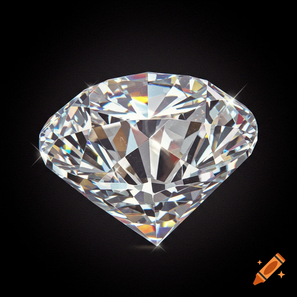 A brilliantly cut diamond sparkling against a black background.