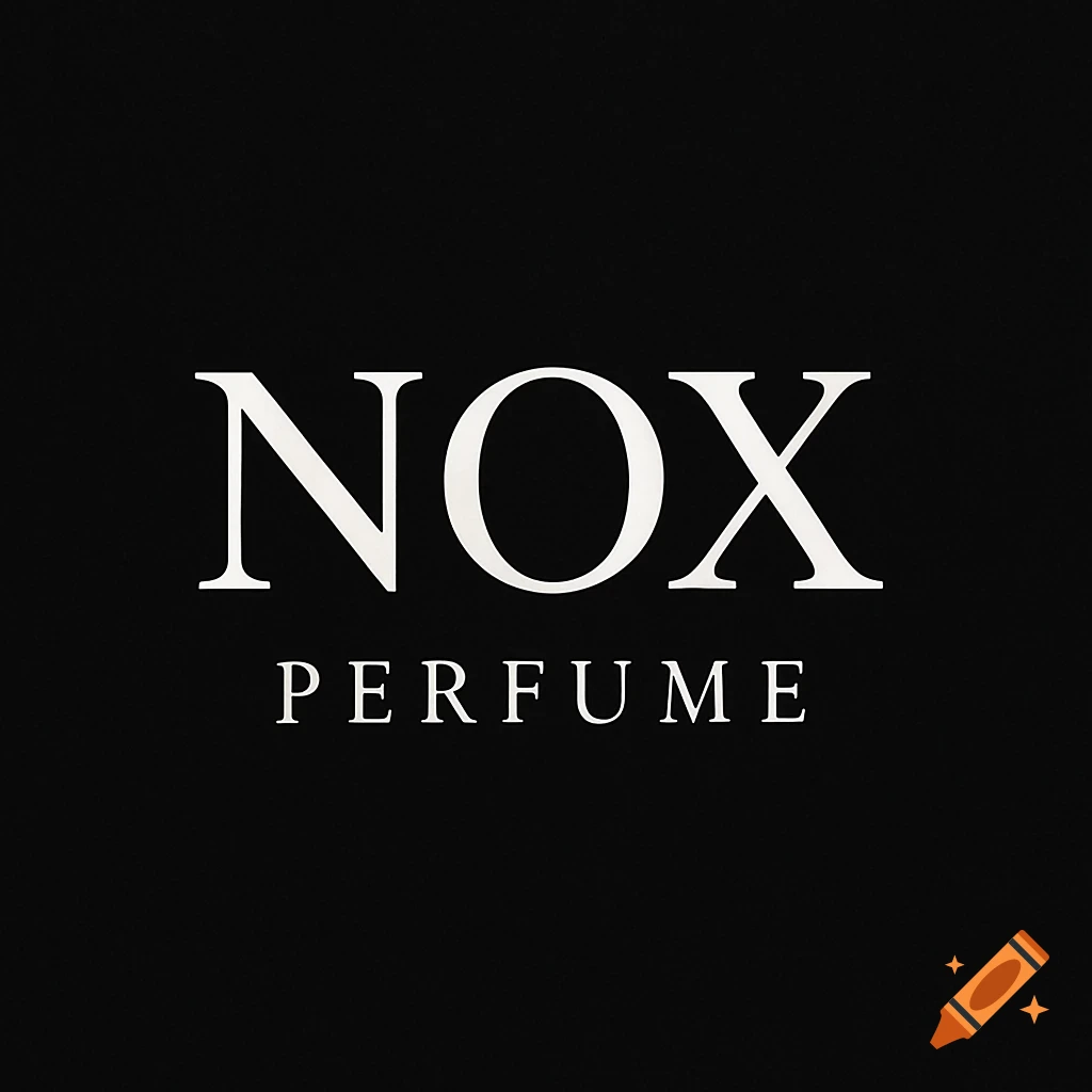 Minimalist black and white logo for NOX Perfume with serif typography.