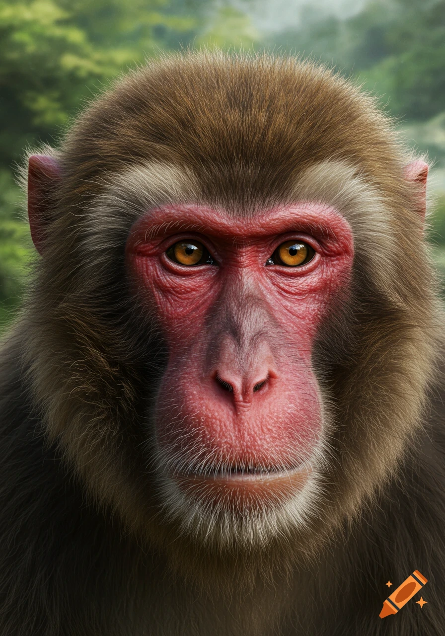 Close-up photorealistic portrait of a monkey.