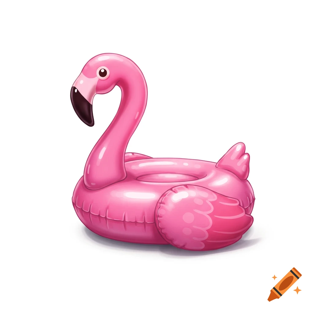 A glossy pink flamingo-shaped pool float on a white background.