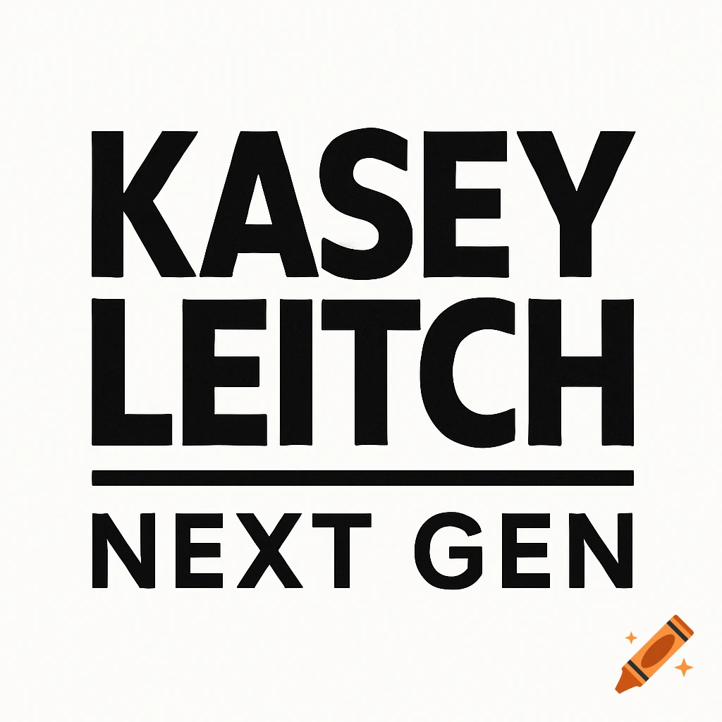 Bold black text logo reading KASEY LEITCH over NEXT GEN, separated by a horizontal line on a white background.