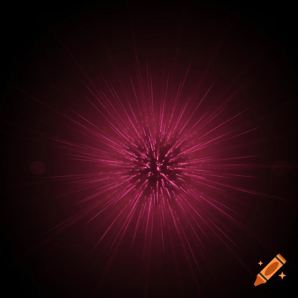 A vibrant fuchsia light burst against a dark background, radiating lines outwards.