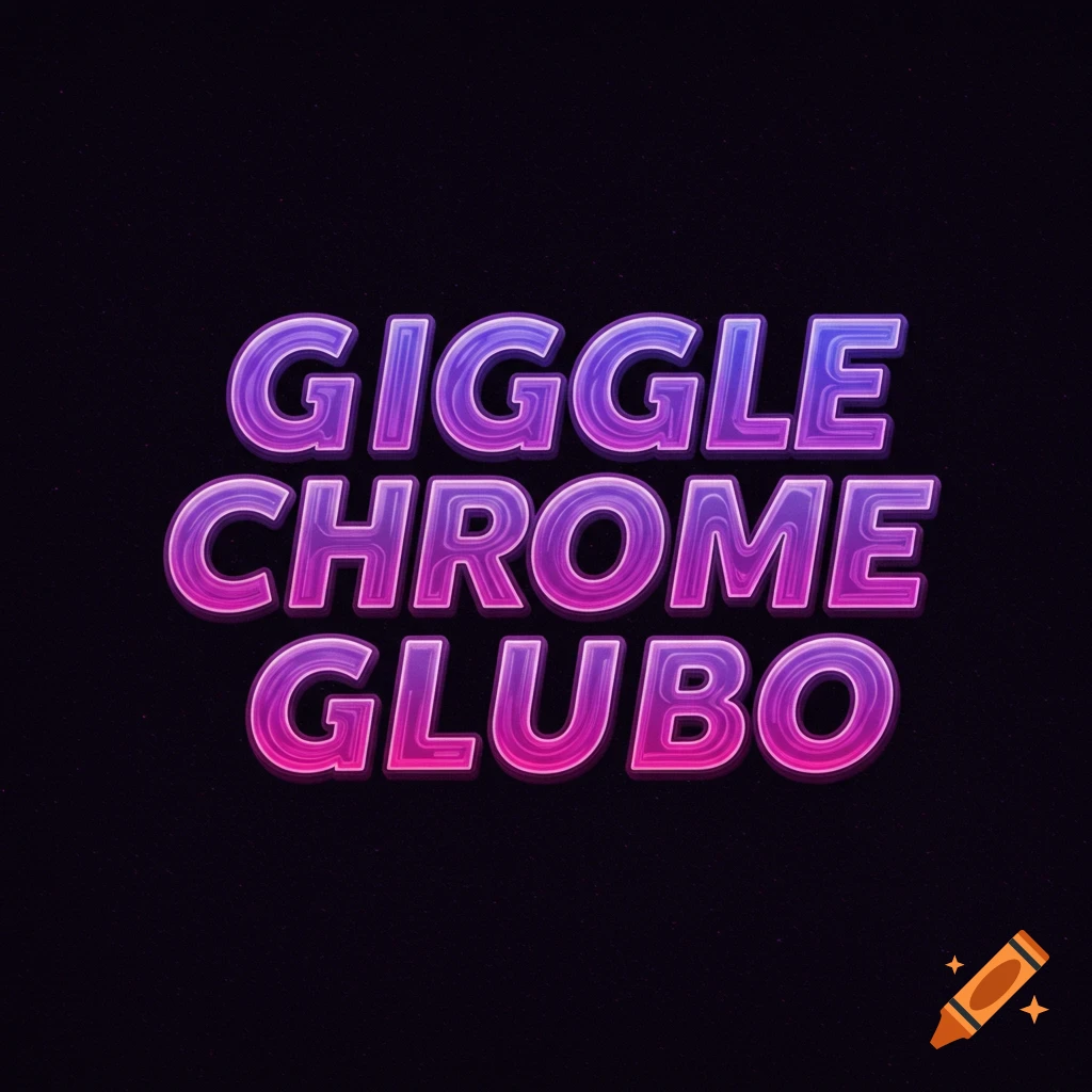 The words GIGGLE CHROME GLUBO in shiny purple and pink gradient text against a dark background.