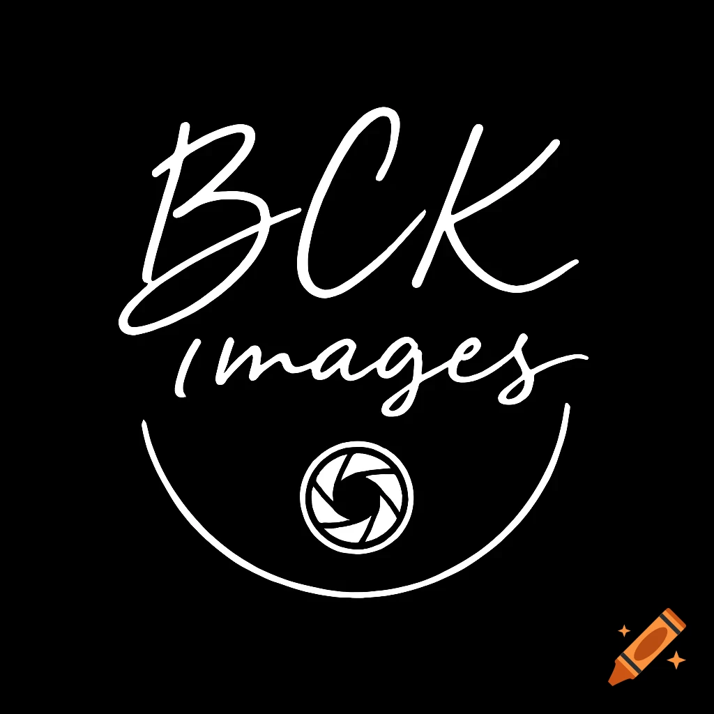 White handwritten-style text 'BCK images' above a camera lens icon and a semi-circular arc on a black background, forming a logo.