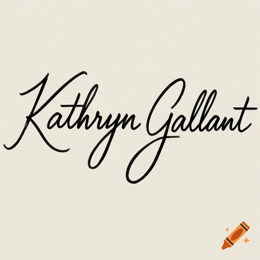 A black cursive signature for the name Kathryn Gallant on a light cream background.