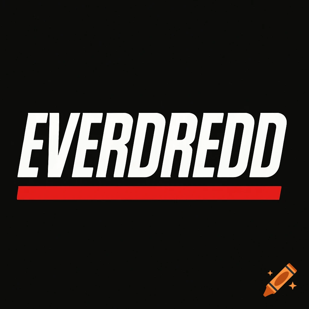 The word EVERDREDD in white bold font with a red line underneath on a black background, in the style of the Super Nintendo logo.