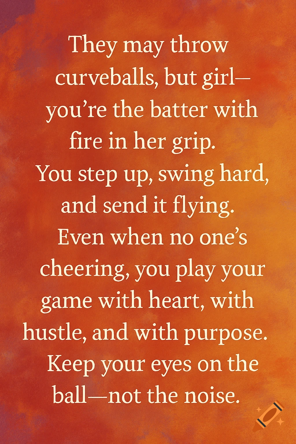 Motivational quote on a warm gradient background, encouraging resilience and focus.