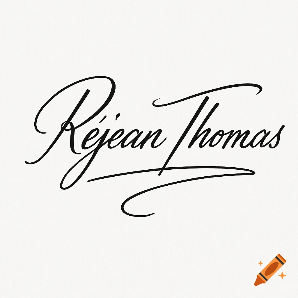 A black calligraphic signature for the name 'R ejean Thomas' on a plain white background.