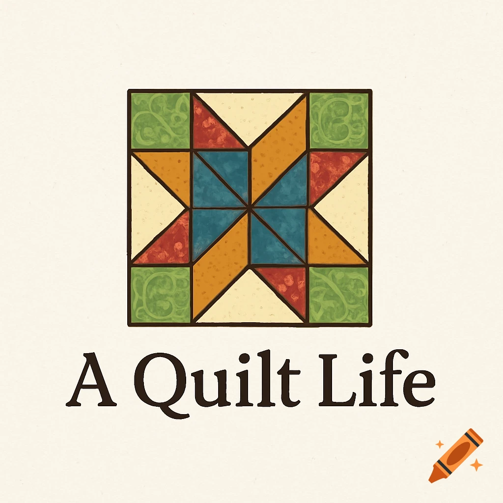 A logo featuring a stylized quilt block design with colorful geometric shapes and textured patterns, with the words 'A Quilt Life' underneath.