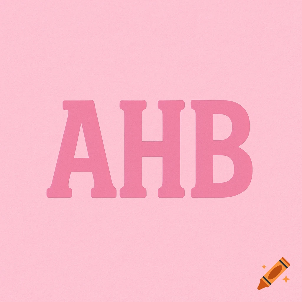 Pink letters AHB on a light pink background.