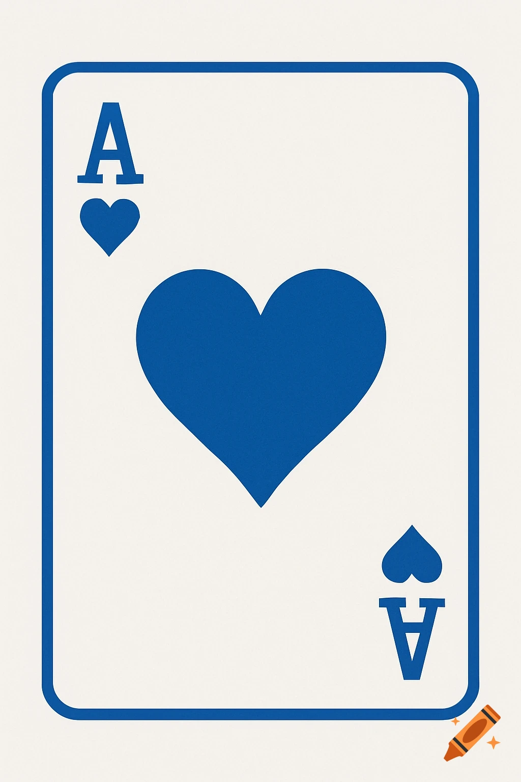 A blue ace of hearts playing card.