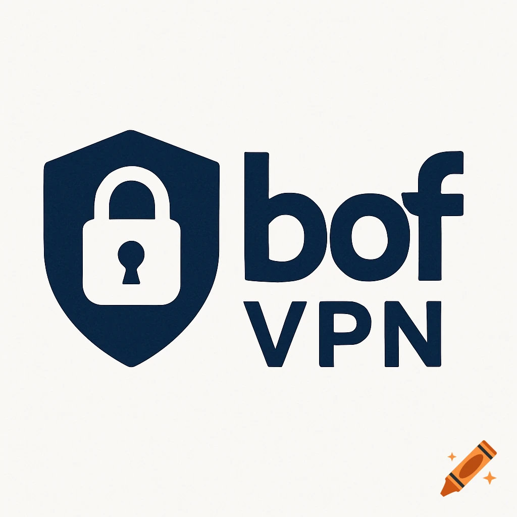 Logo for 'bof VPN' featuring a dark blue shield with a white padlock.