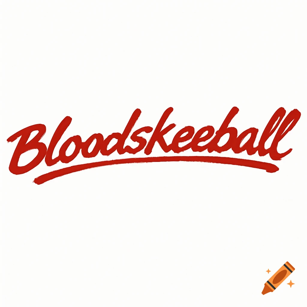 The word Bloodskeeball written in red, stylized, brush-stroke font on a white background.