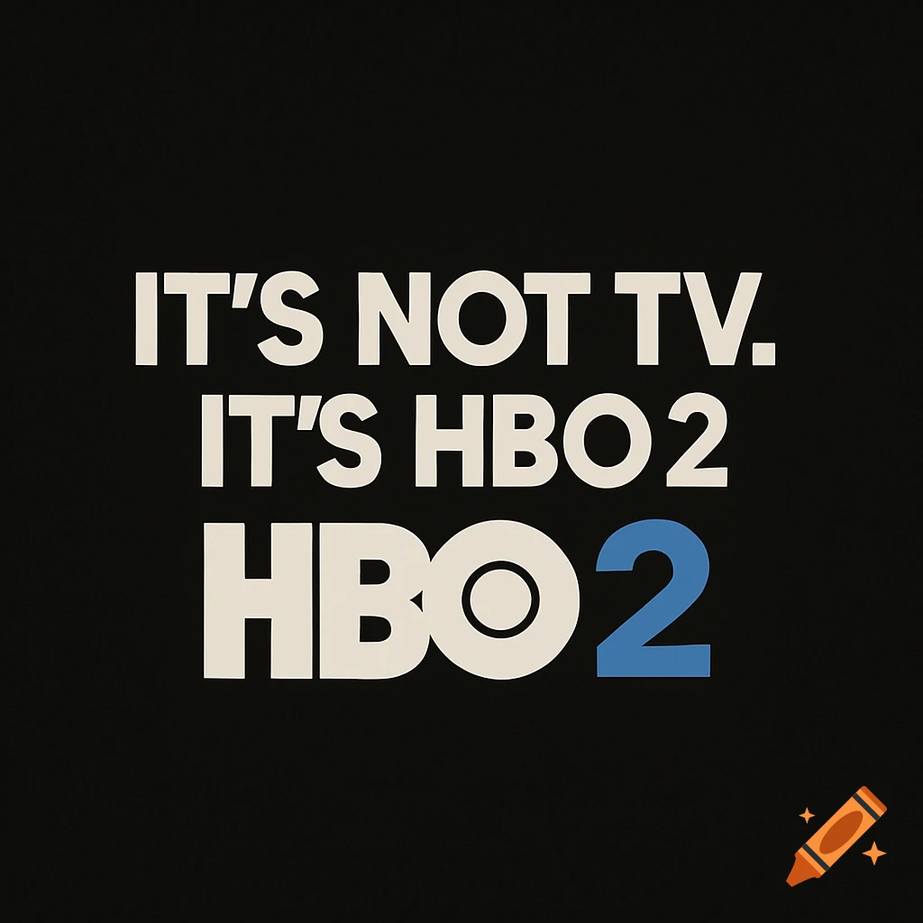 A black background with white text that reads "IT'S NOT TV. IT'S HBO 2" and then a larger "HBO 2" with the '2' in blue.