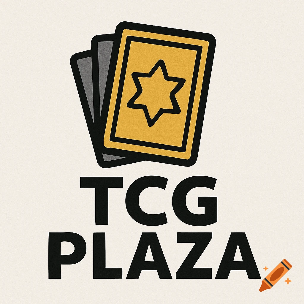 A logo with three stylized playing cards above the text TCG PLAZA.