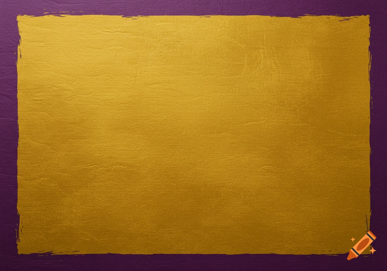 A textured gold rectangle with an irregular purple border on a dark background.
