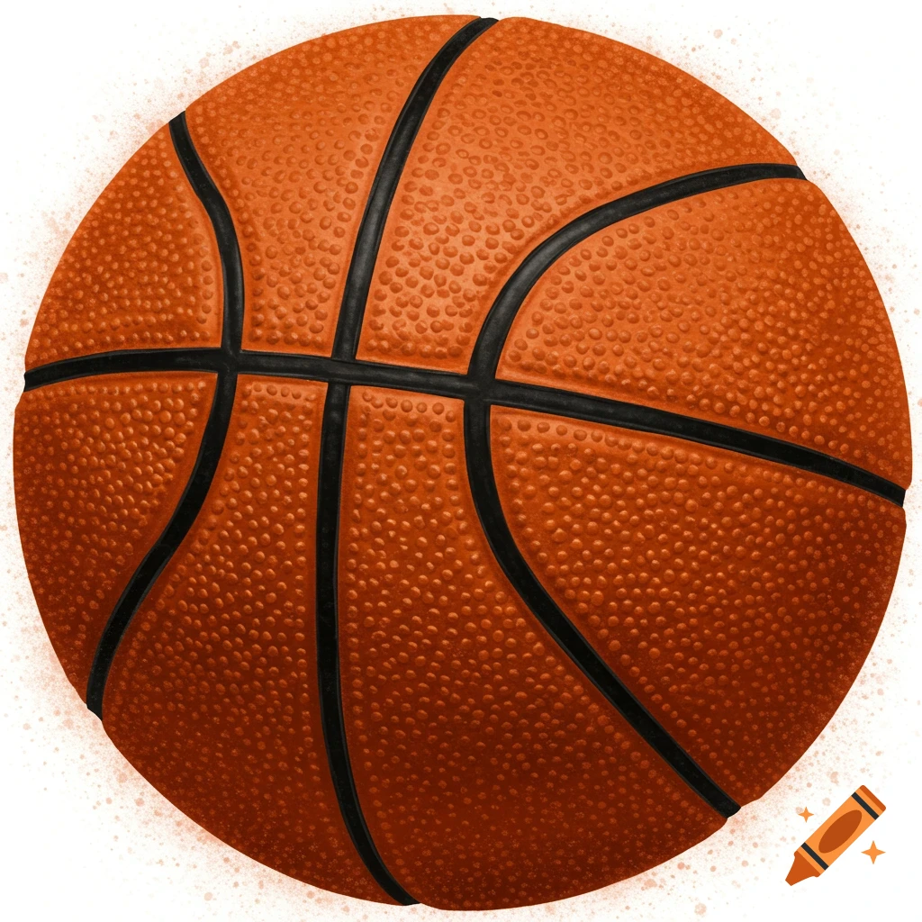 An orange basketball with black channels and a pebbled texture, against a white background.