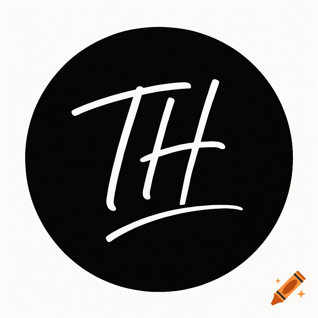 A black circular icon with stylized white letters 'TH' in the center.