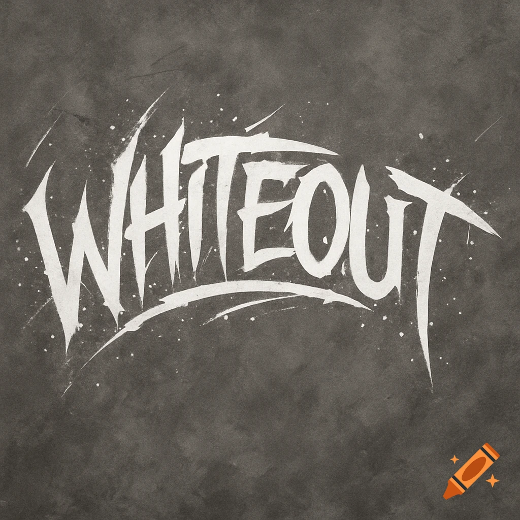 The word "WHITEOUT" in a white, aggressive, curved graffiti style on a dark, textured background.
