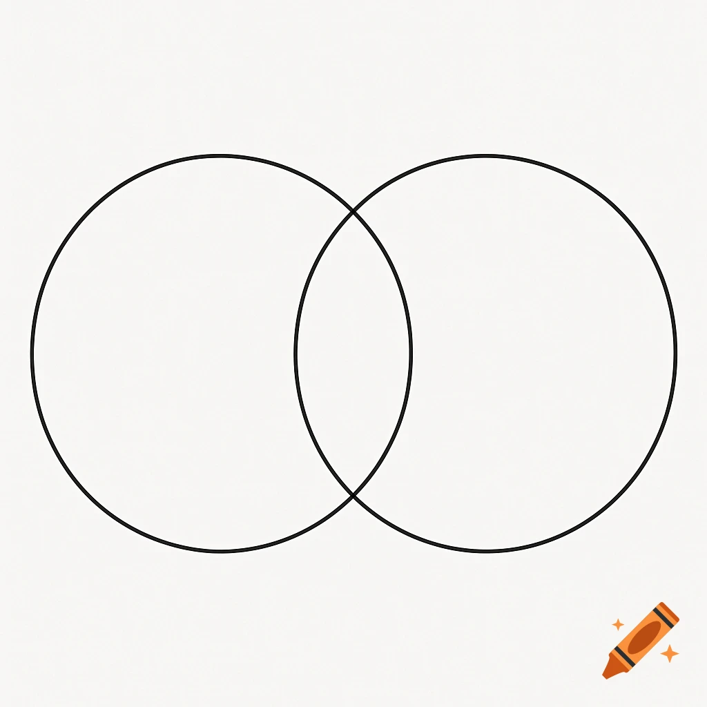 Two black circles intersecting halfway on a white background.