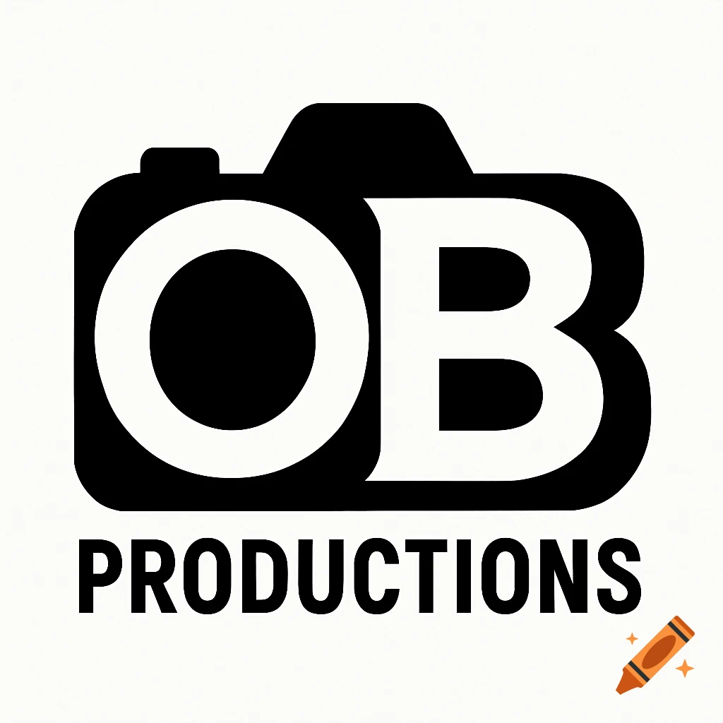 Black and white logo of a camera silhouette. The letters 'OB' form the camera body and lens, with 'PRODUCTIONS' below.