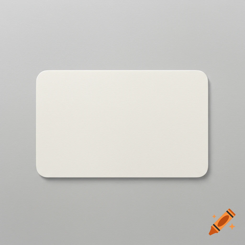 A blank, off-white rectangular card with rounded corners casts a shadow on a light gray background.