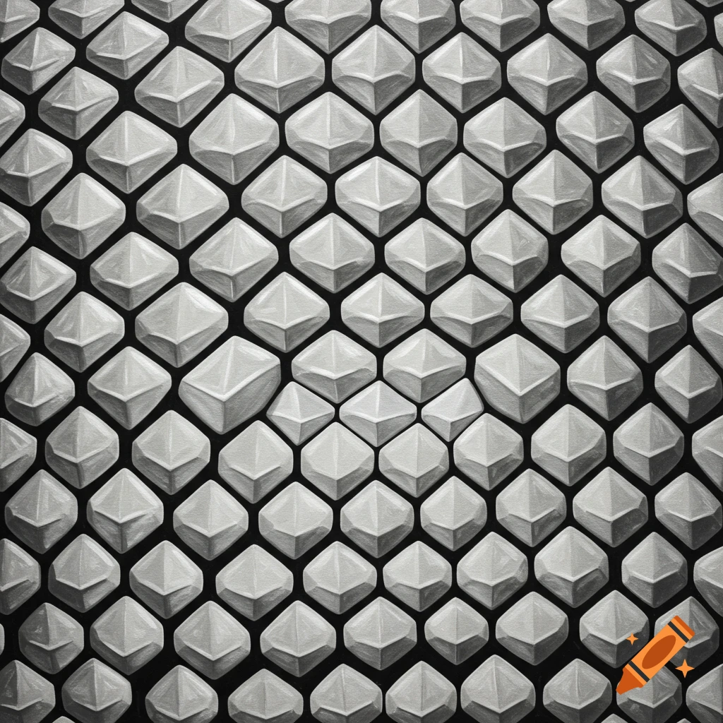 A repeating pattern of white diamond-shaped scales on a black background, resembling alligator skin.