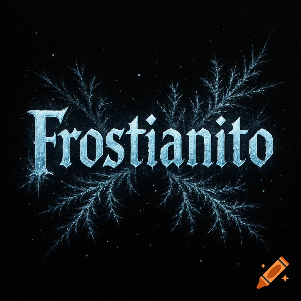 The word 'Frostianito' in icy, gothic-style letters with frost patterns on a black background.