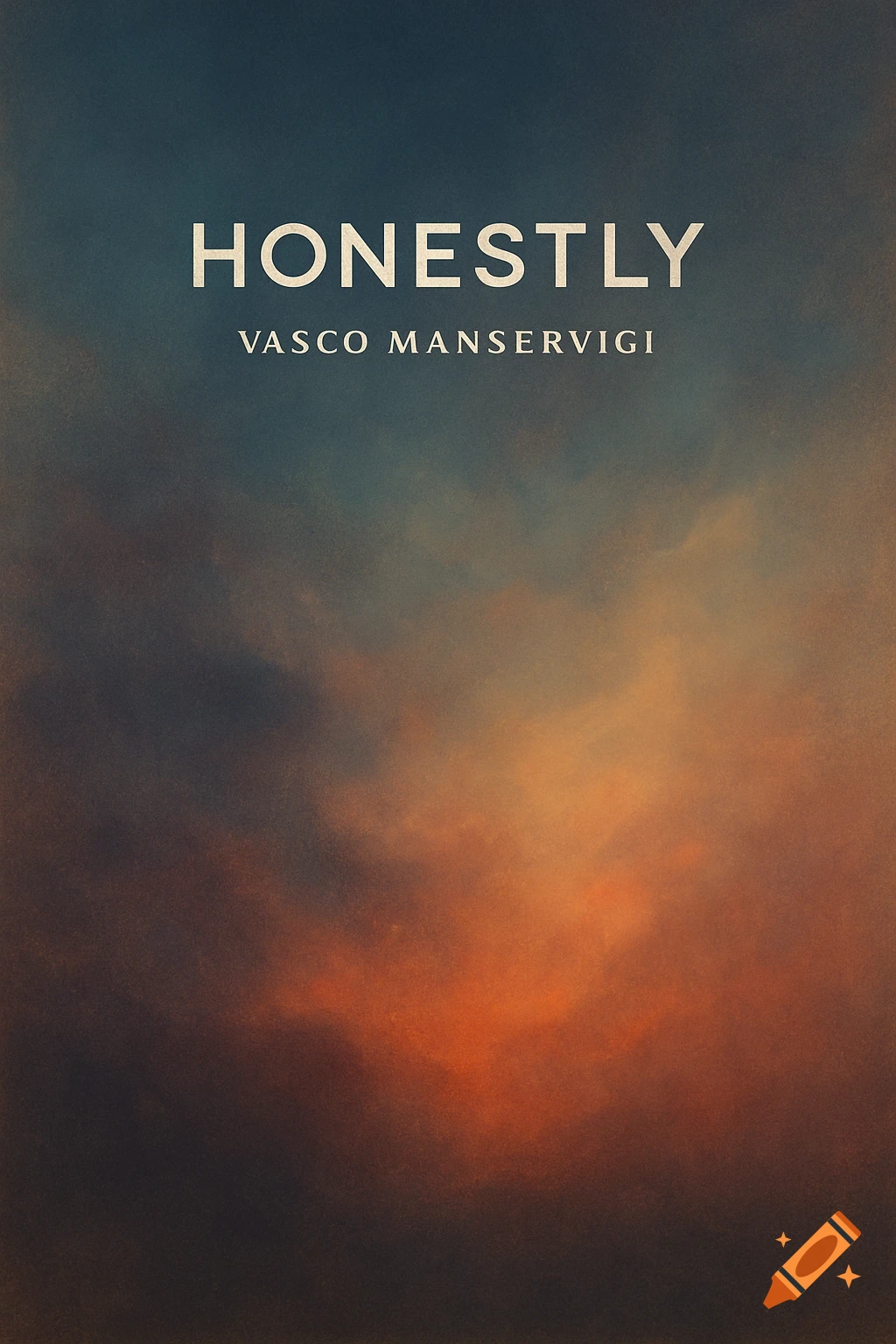 An abstract background with blending warm orange and cool blue tones, featuring the white text "HONESTLY" and "VASCO MANSERVIGI" in the center.