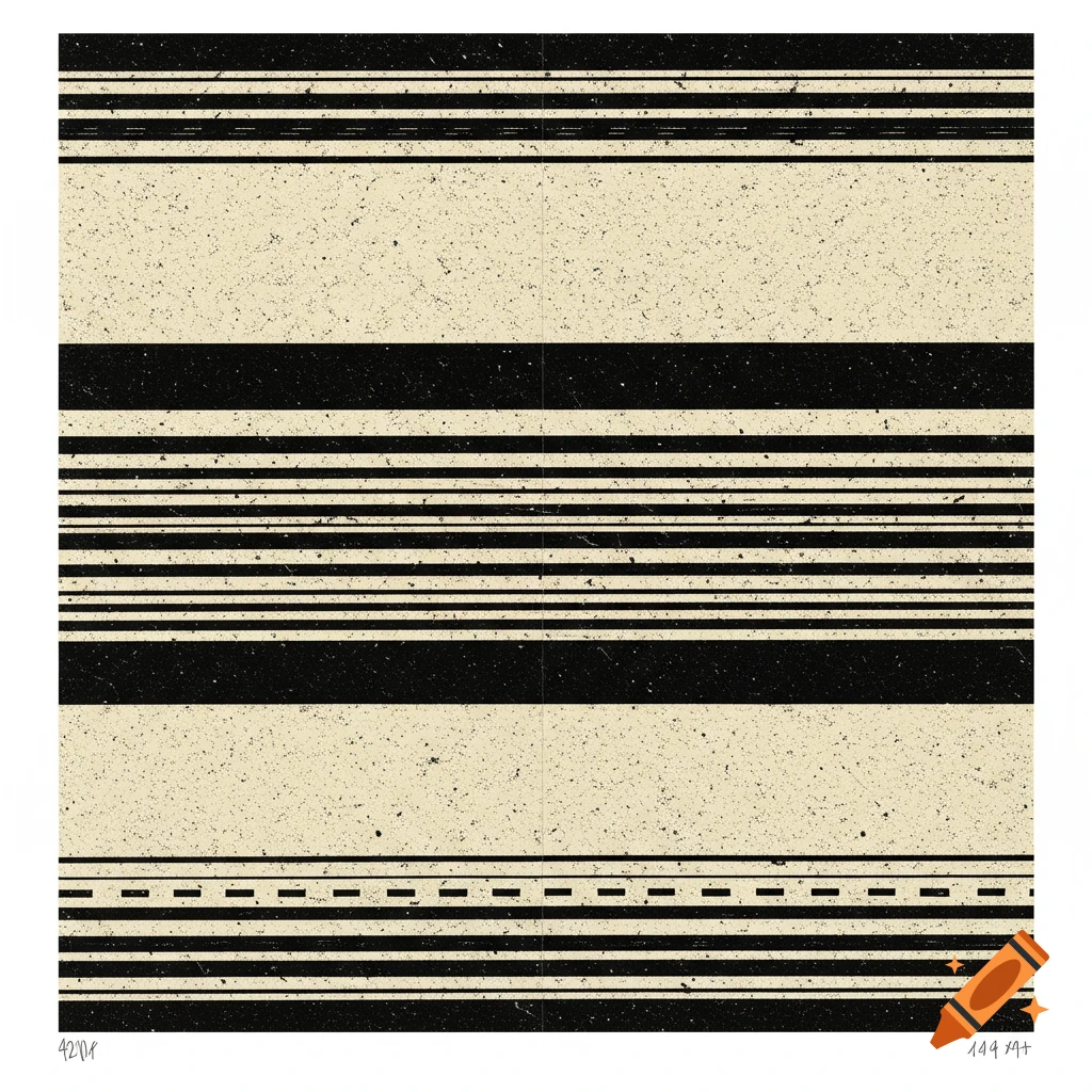 A pattern of varying horizontal black and cream stripes with a speckled texture.