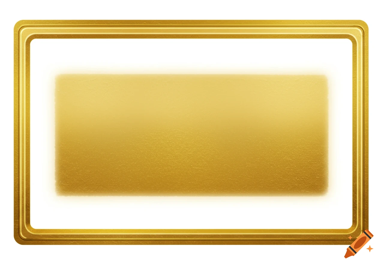 A shiny gold rectangular border with rounded corners and a glowing golden interior on a white background.