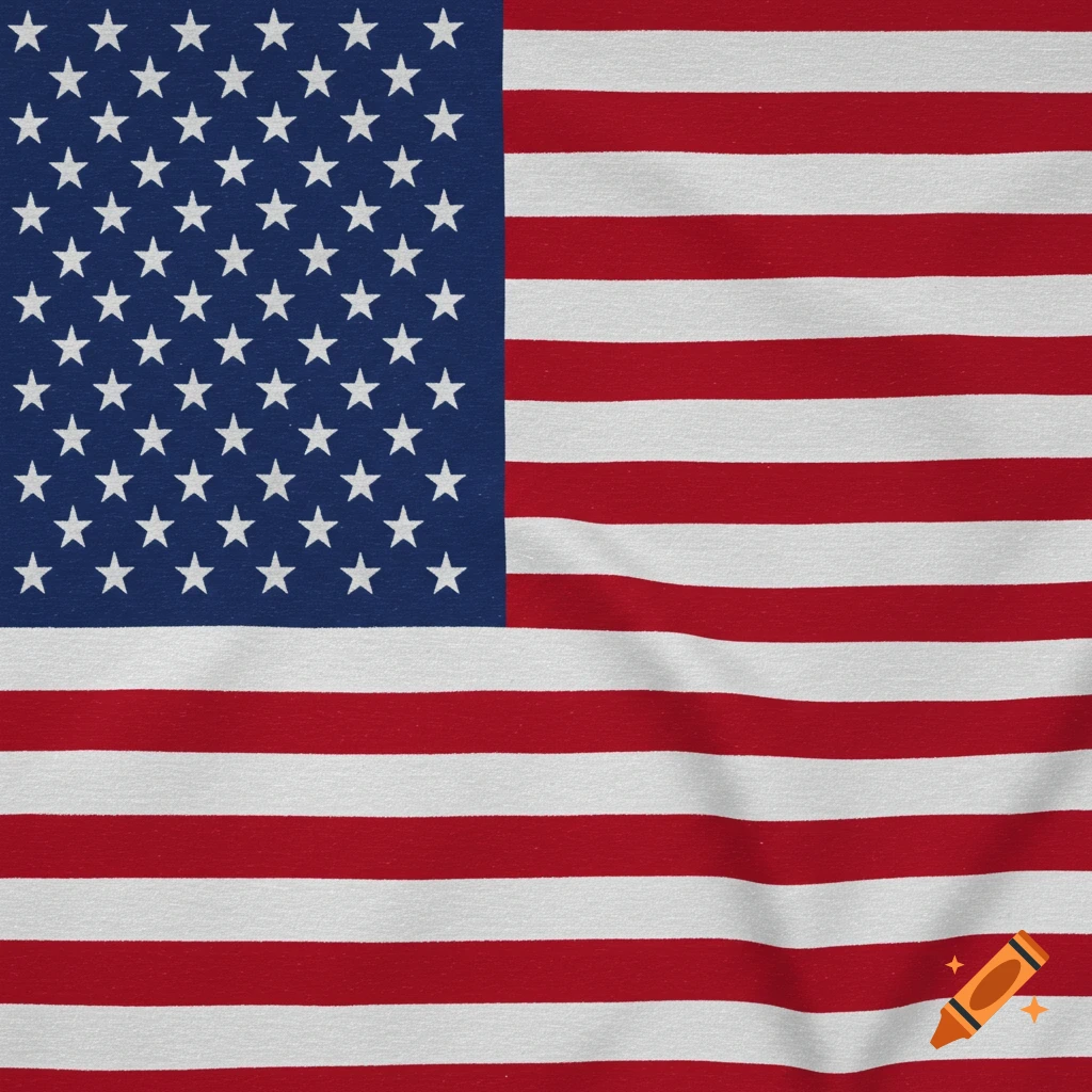 A close-up view of a waving American flag with red and white stripes and white stars on a blue field.