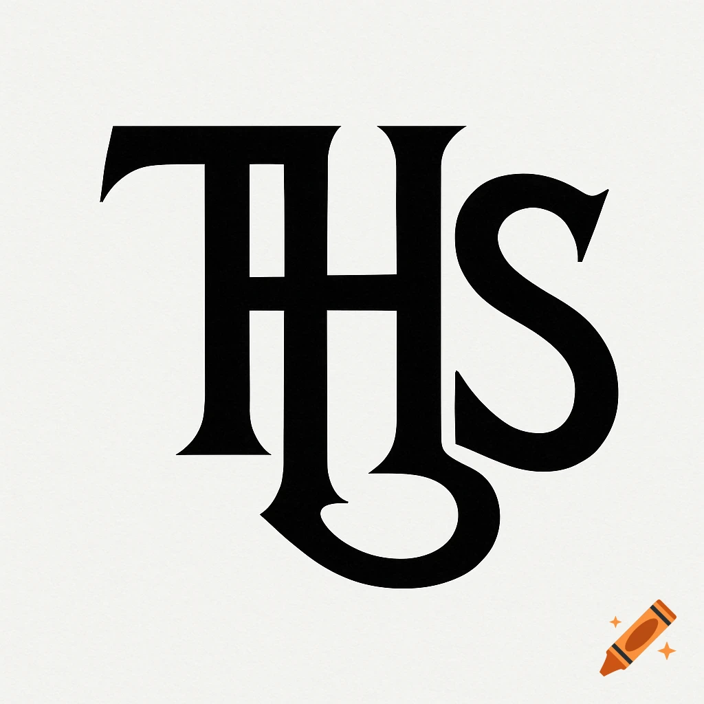 A black minimalist logo or symbol incorporating the letters THS on a white background.