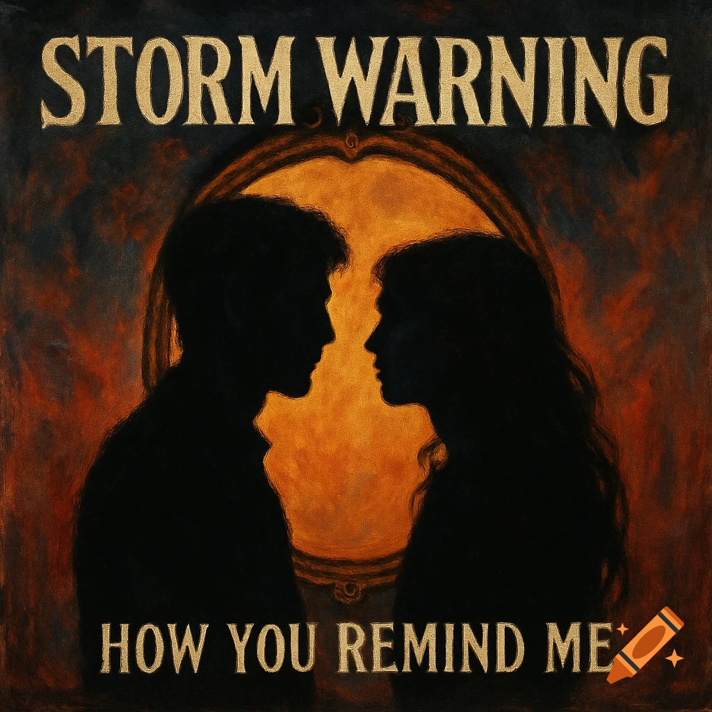 Album cover featuring silhouettes of a man and woman facing each other through a mirror, with 'Storm Warning' and 'How You Remind Me' text.