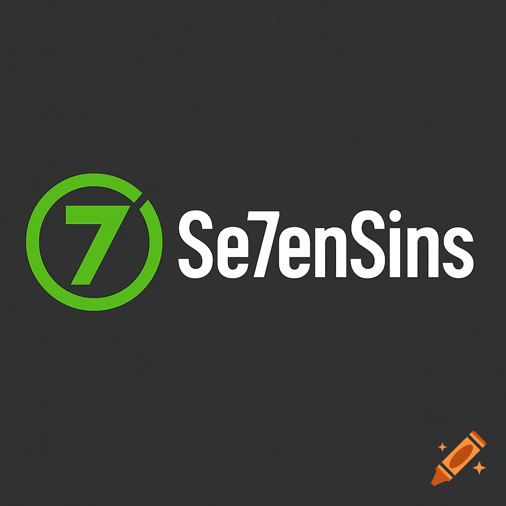 A logo for Se7enSins featuring a green circle with a number 7 inside and white text 'Se7enSins' on a dark gray background.