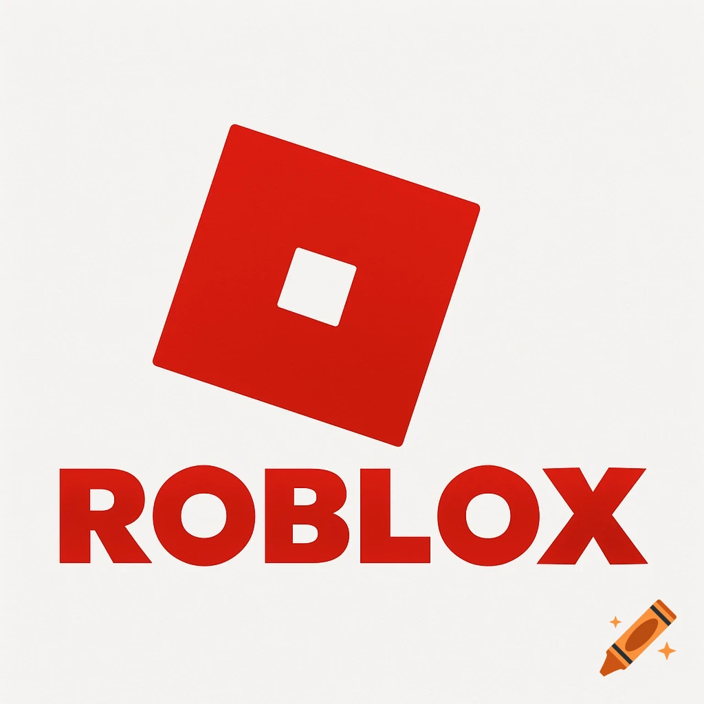 The iconic red Roblox logo featuring the tilted square symbol with a smaller square cutout above the bolded text "ROBLOX" on a white background.
