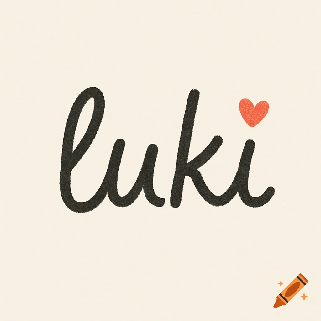 A handwritten black wordmark logo for 'luki' with a red heart replacing the dot of the 'i' on a beige background.