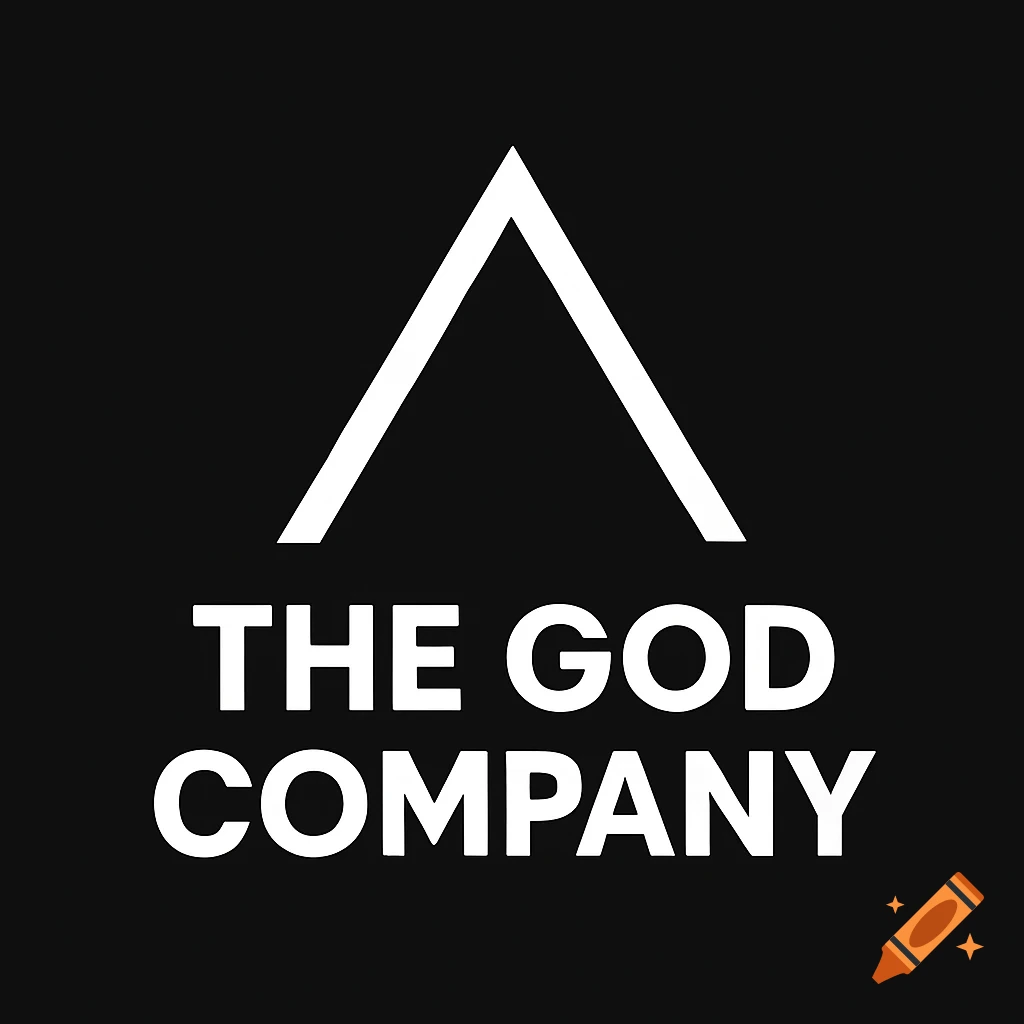White triangular logo above 'THE GOD COMPANY' text on a black background.