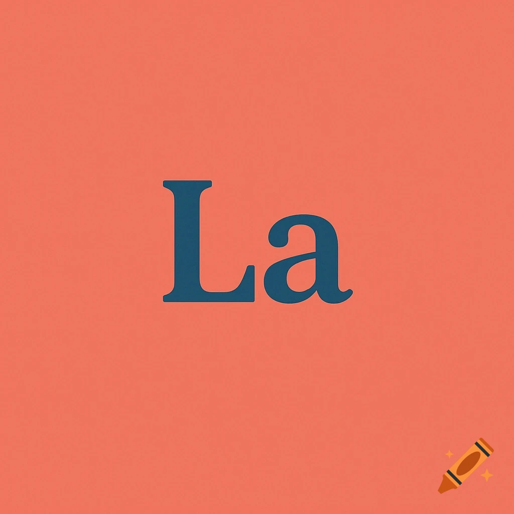 The letters 'La' in blue on a coral background.
