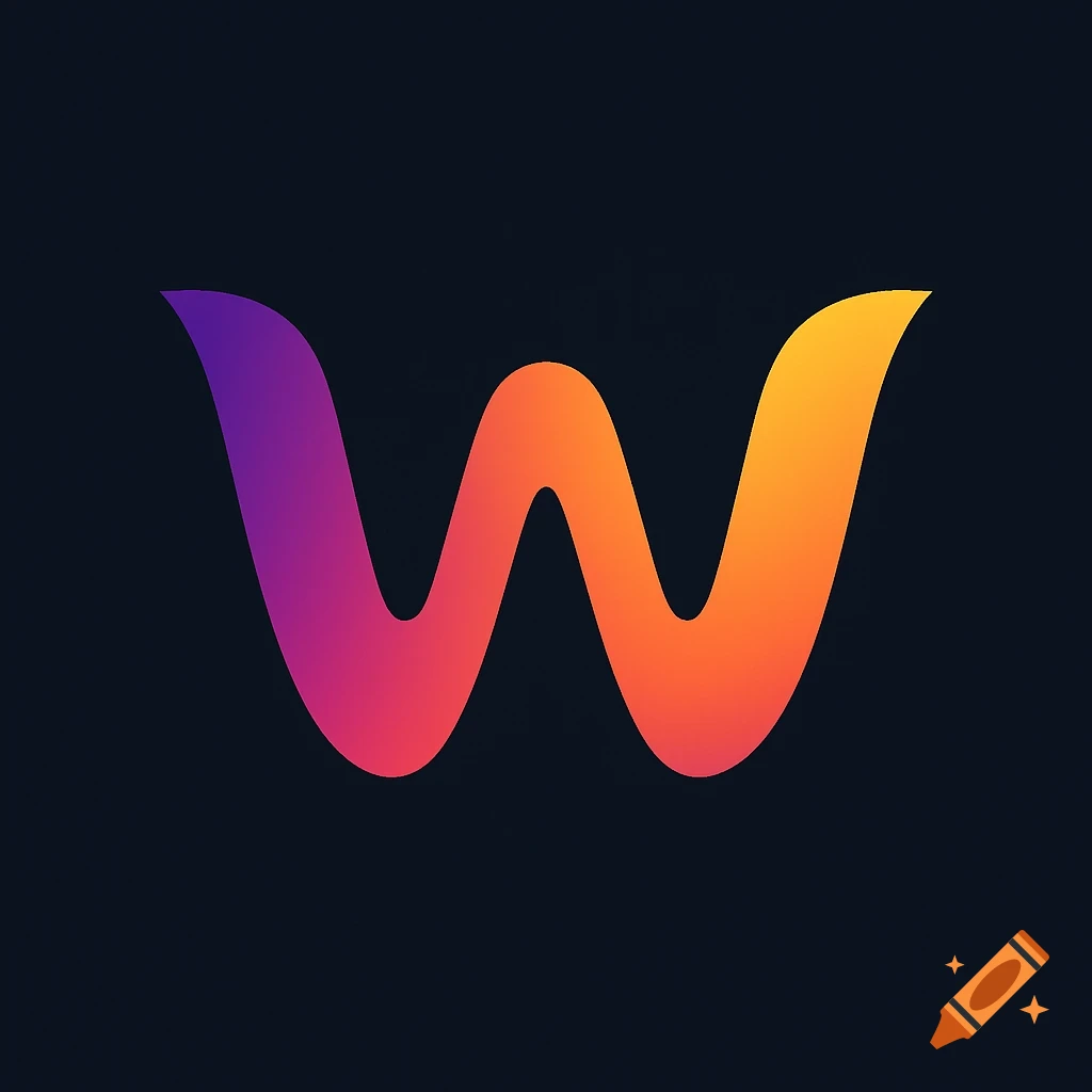 A stylized letter W in a purple to orange gradient on a dark background.