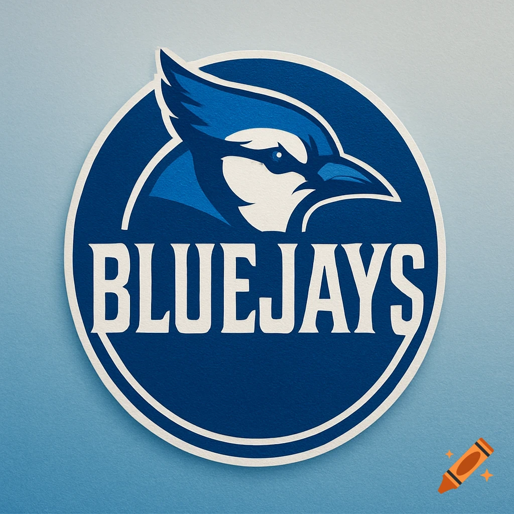 A blue and white circular logo featuring a stylized blue jay head above the word "BLUEJAYS" in bold text.