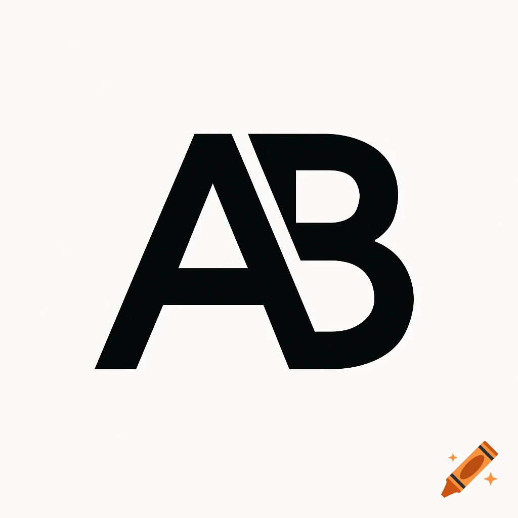 A minimalist black and white logo featuring intertwined capital letters A and B.