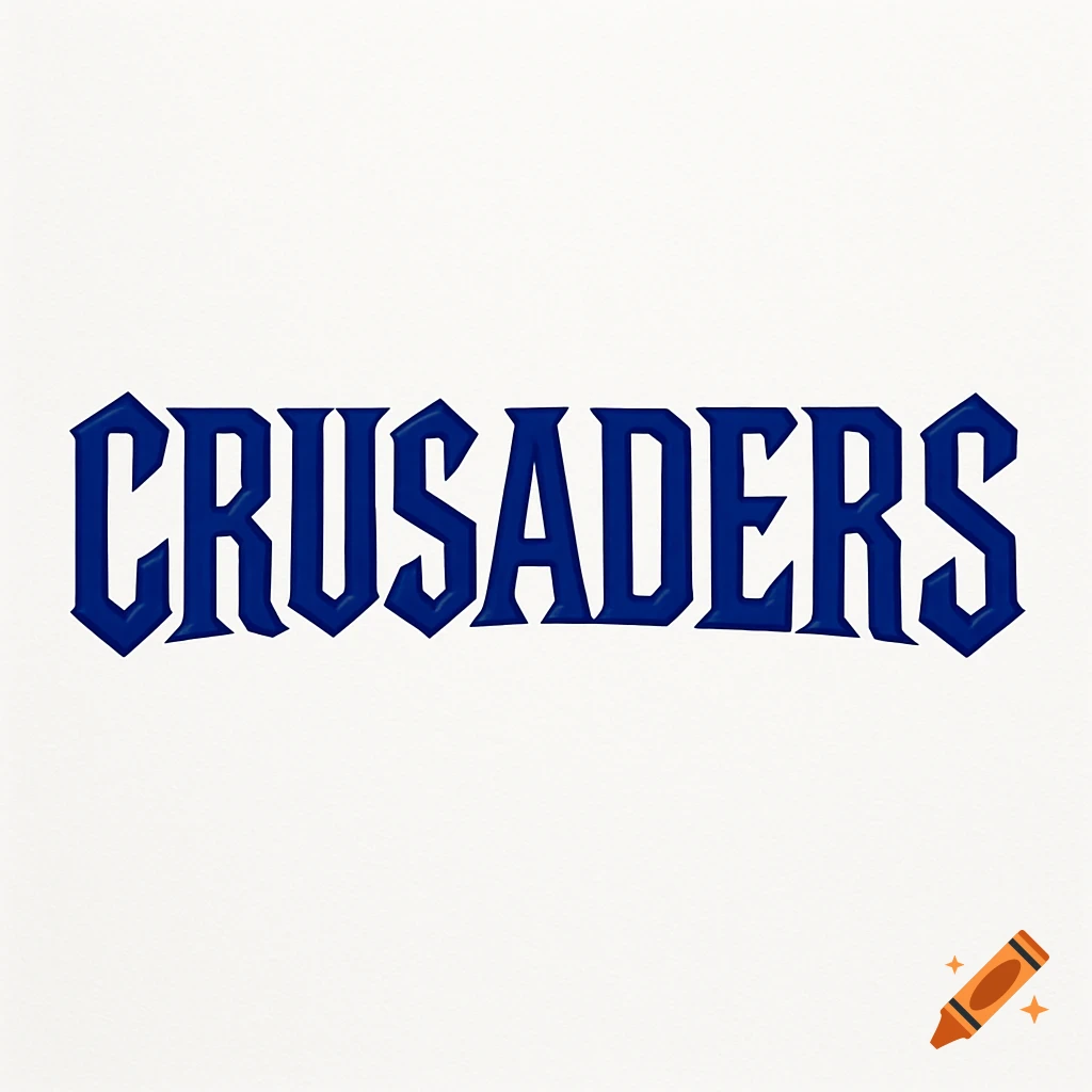 A blue stylized word 'CRUSADERS' on a white background.