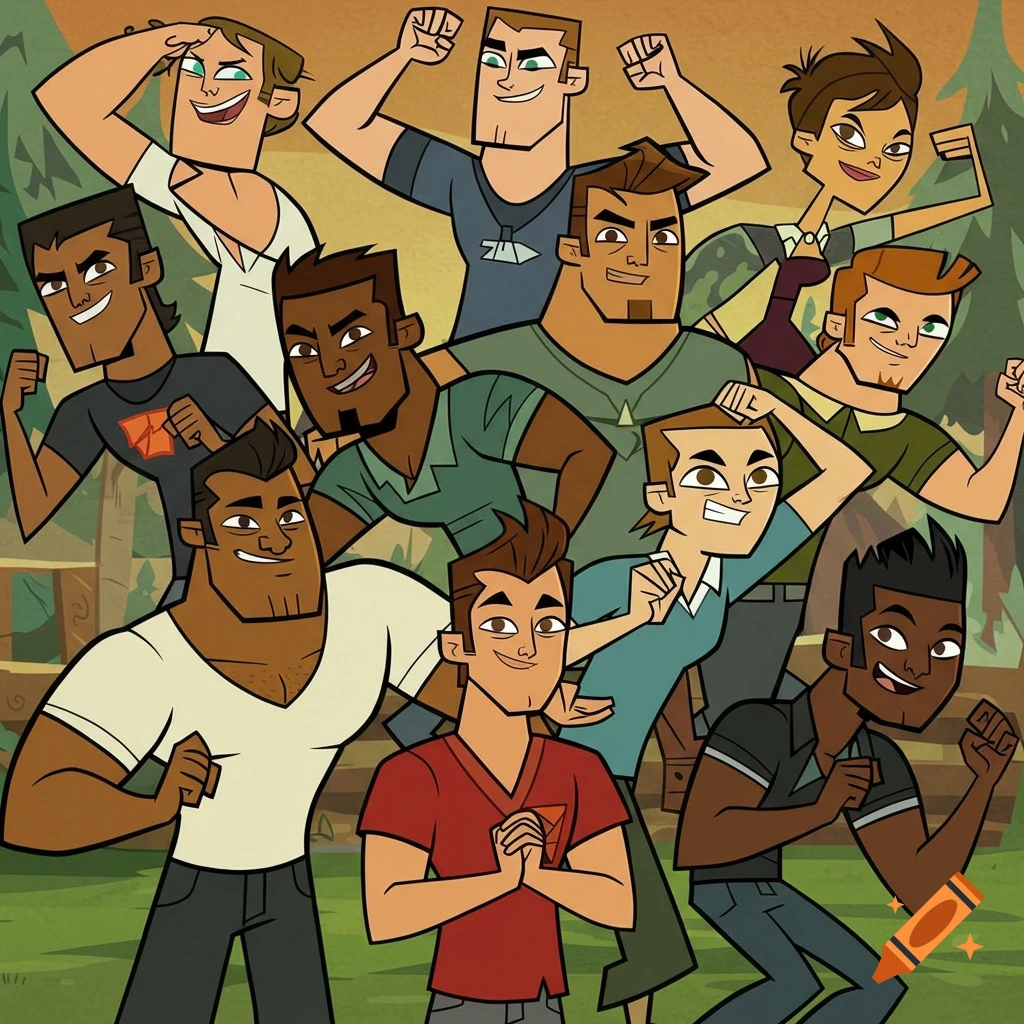 a-group-of-smiling-male-cartoon-characters-in-the-style-of-total-drama
