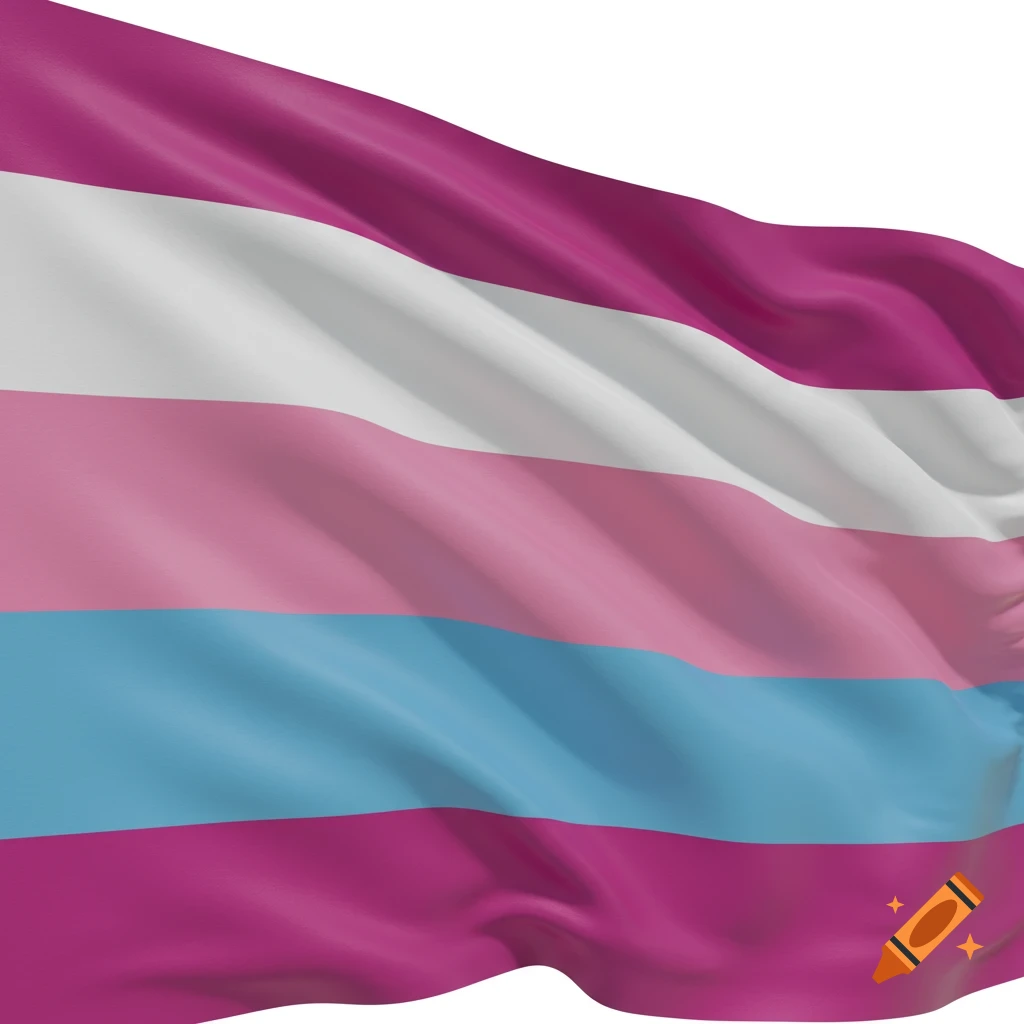 Waving Omnisexual pride flag with magenta, white, light pink, and light blue stripes.