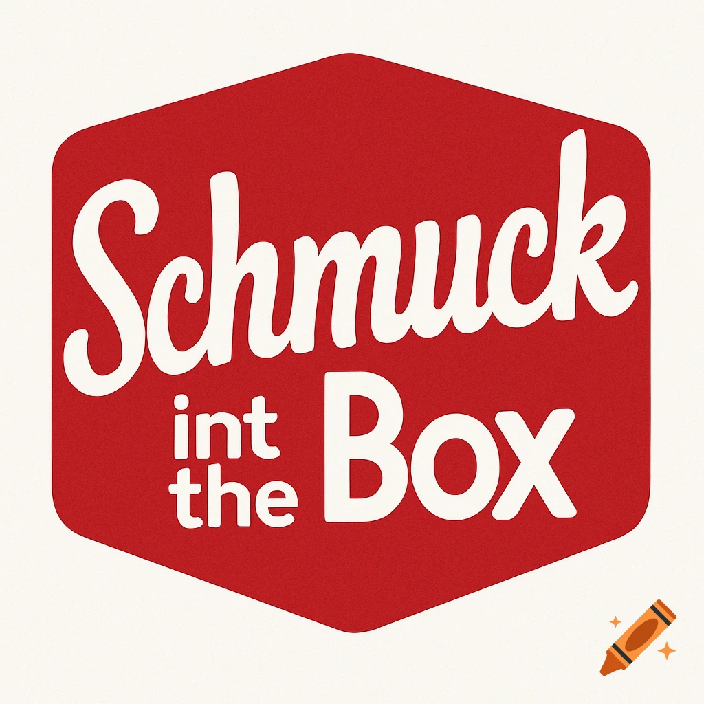 A red hexagon logo with white text that reads 'Schmuck int the Box'.