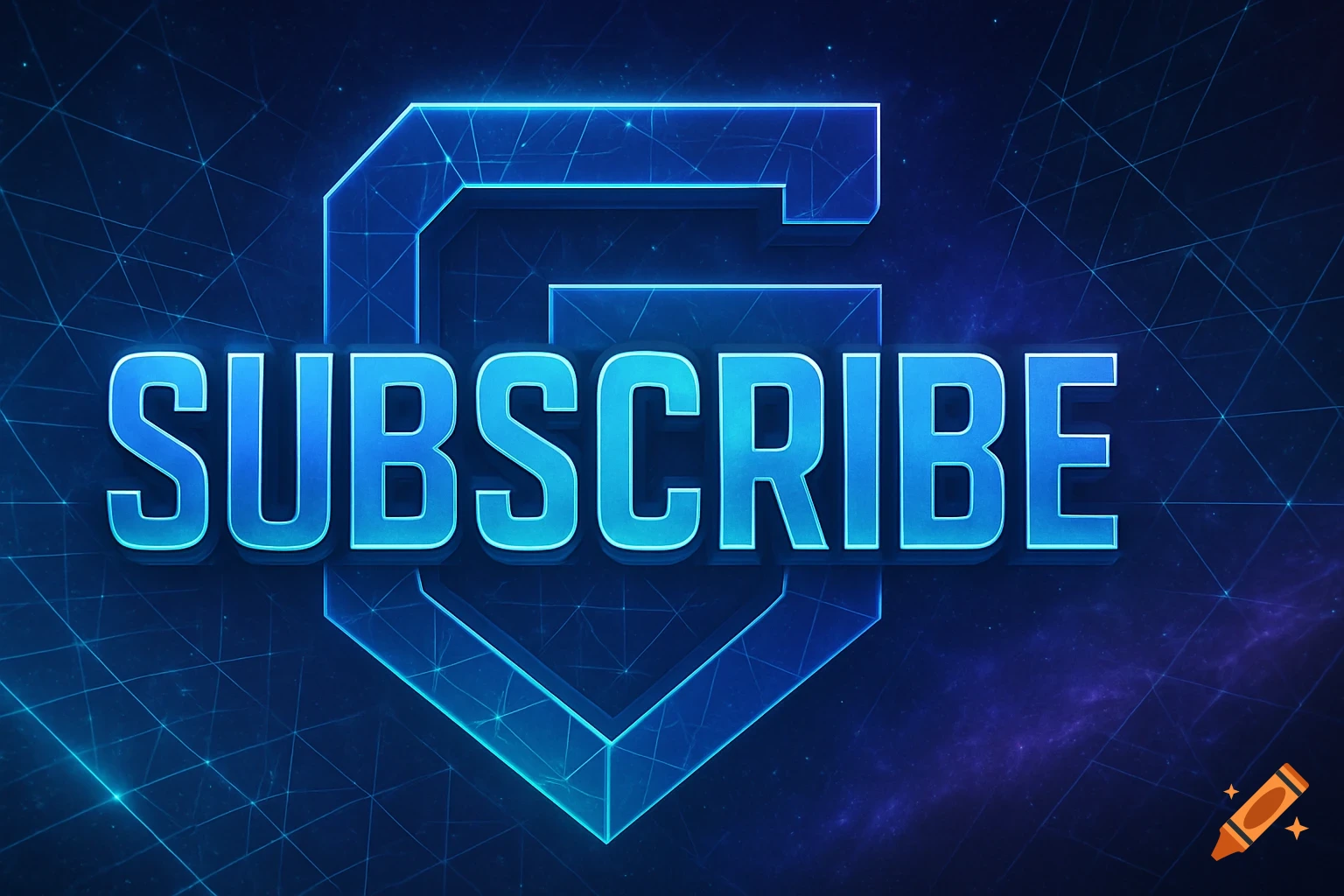 Stylized blue 'SUBSCRIBE' text against a dark blue background with glowing geometric lines and a large G emblem.