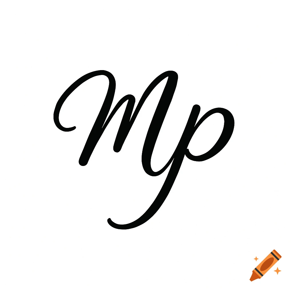 Black cursive letters 'mp' on a white background.