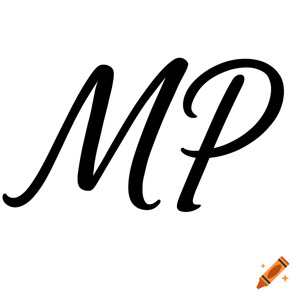Black cursive letters MP on a white background.