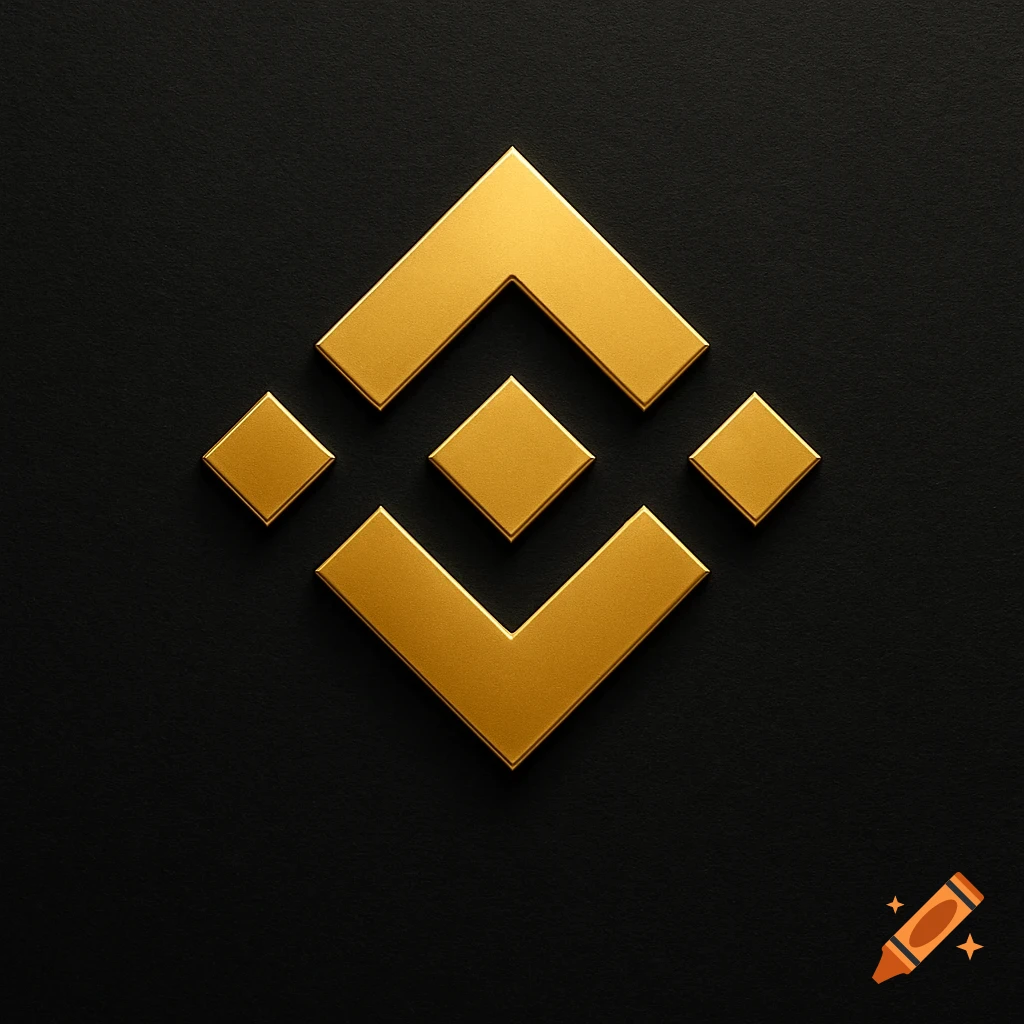 Gold Binance logo on a black background.